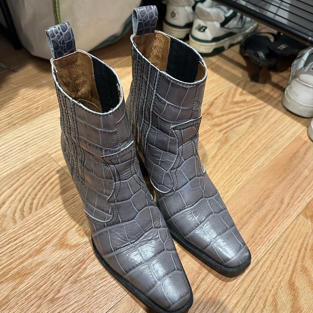 Ganni Croc effect boots